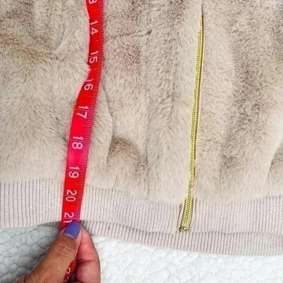 NWT Say What? Beige Faux-Fur Plush Bomber Zip Jacket Size XS - Picture 13 of 13